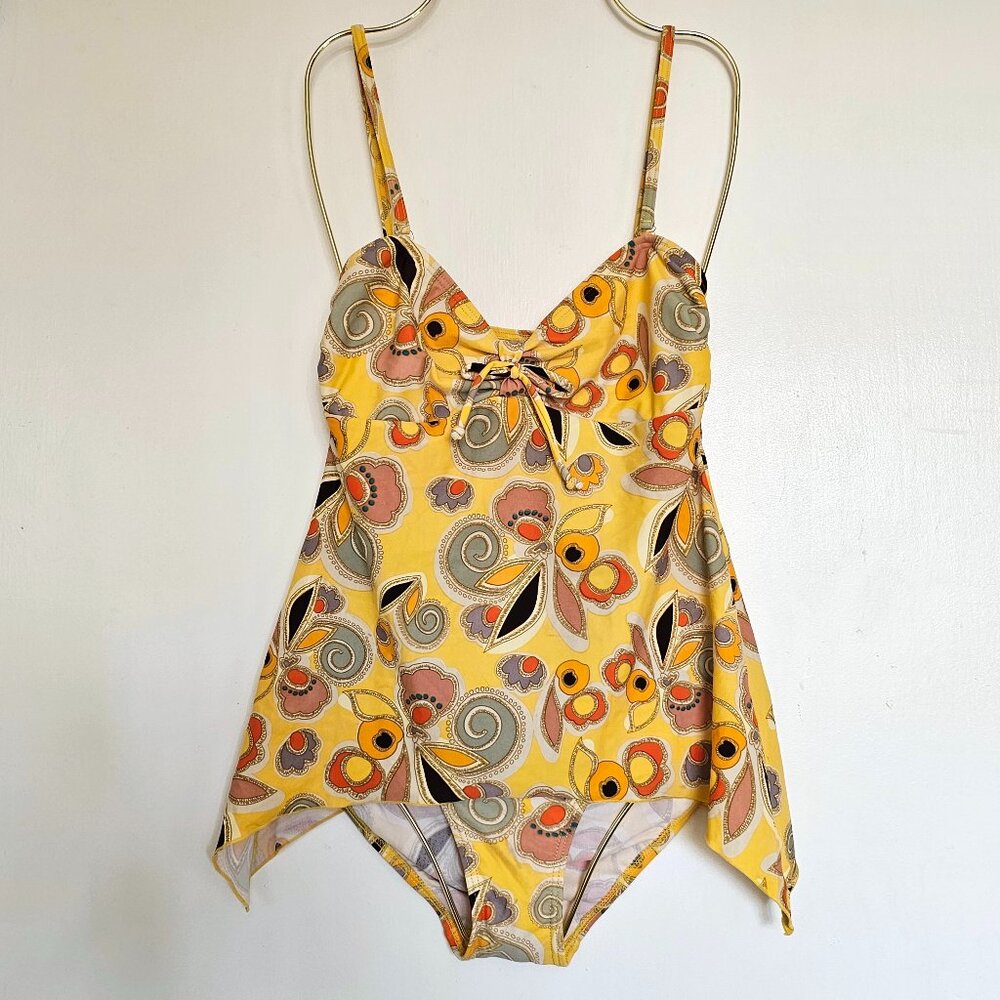 ITSUN Skirted Sharkbite Hem One-Piece Swimsuit with Removable Straps, S